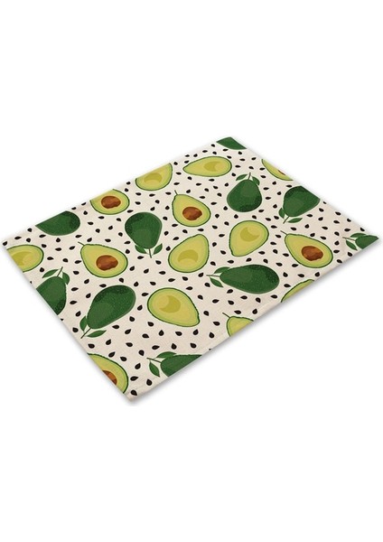 MP0096-16 1 Adet Tropikal Avokado Pamuk Keten Ped Desen Mutfak Placemat Coaster Kase Fincan Mat Yemek Masası Paspaslar 42*32 cm Ev Dekor MP0096 (Yurt Dışından)