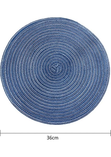 BLUE36CM 2 Adet 2/4/6 Adet Dokuma Yuvarlak Placemat Masa Mat Pad Isıya Dayanıklı Kaseler Kahve Fincanları Coaster Sofra Mat Ev Dekorasyon Mutfak Aracı (Yurt Dışından)