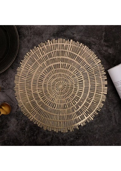 2CD-51043-001 Yuvarlak Placemats Restoran Içi Boş Pvc Dekorasyon Yemek Mat Anti-Sıcak Yemek Masası Hattı Mat Biftek Tabağı Pedi (Yurt Dışından)