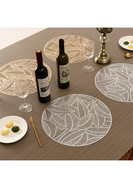 2CD-51043-001 Yuvarlak Placemats Restoran Içi Boş Pvc Dekorasyon Yemek Mat Anti-Sıcak Yemek Masası Hattı Mat Biftek Tabağı Pedi (Yurt Dışından)