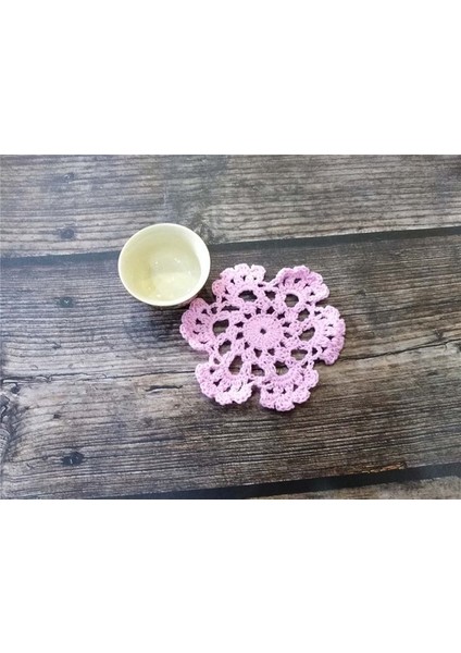 Açık Pembe Yuvarlak 10 cm 10 cm Yuvarlak Modern Renkli Kar Tanesi Pamuk Placemat El Yapımı Tığ Işi Masa Mat Kumaş Çay Bardağı Kahve Kupa Bardak Altlığı Düğün Bardak Altlığı Peçete (Yurt Dışından)