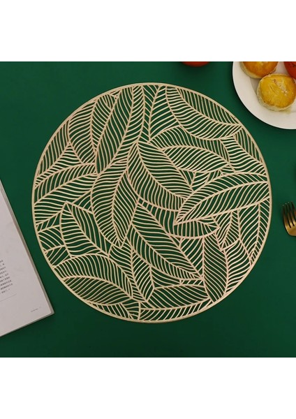 2CD-51043-001 Yuvarlak Placemats Restoran Içi Boş Pvc Dekorasyon Yemek Mat Anti-Sıcak Yemek Masası Hattı Mat Biftek Tabağı Pedi (Yurt Dışından)
