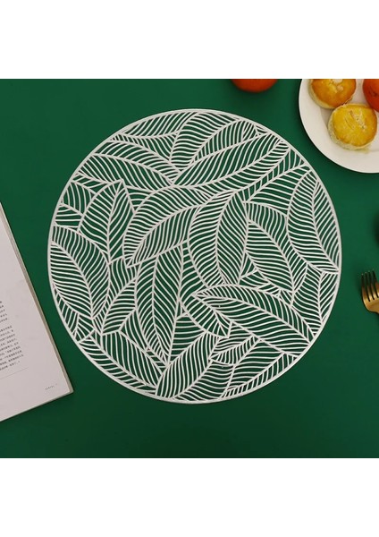 2CD-51043-001 Yuvarlak Placemats Restoran Içi Boş Pvc Dekorasyon Yemek Mat Anti-Sıcak Yemek Masası Hattı Mat Biftek Tabağı Pedi (Yurt Dışından)