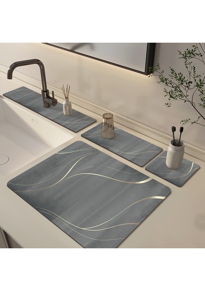Musluk Mat-04 14CMX30CM-1PC Diatom Çamur Musluk Emici Ped Mutfak Tezgahı Drenaj Pedi Banyo Lavabo Durulamasız Hızlı Kuru Ped (Yurt Dışından)