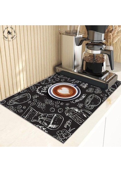 Tw-06-6 S 20X30CM Kara Tahta Kahve Tezgahı Drenaj Pedi Hızlı Kuru Kahve Bulaşık Fincan Kurutma Paspasları Mutfak Yemek Masası Büyük Emici Drenaj Mat (Yurt Dışından)
