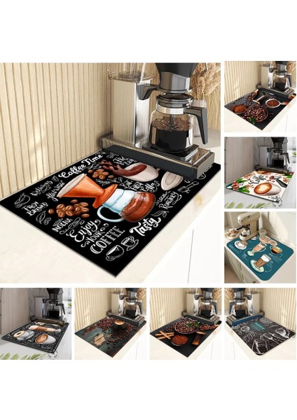 Tw-06-6 S 20X30CM Kara Tahta Kahve Tezgahı Drenaj Pedi Hızlı Kuru Kahve Bulaşık Fincan Kurutma Paspasları Mutfak Yemek Masası Büyük Emici Drenaj Mat (Yurt Dışından)