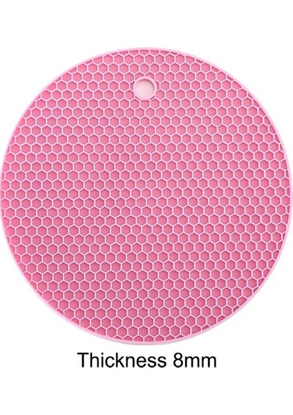 Pembe 8mm Yuvarlak 18 cm Yuvarlak Şeker Renk Su Geçirmez Silikon Kaymaz Isıya Dayanıklı Mat Bardak Altlığı Yastık Placemat Pot Tutucu Mutfak Aksesuarı (Yurt Dışından)