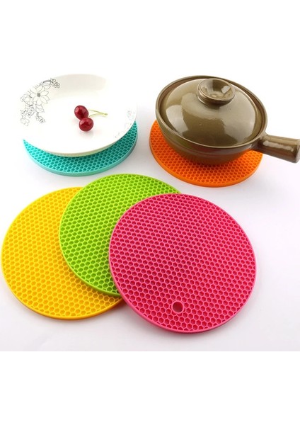 Camgöbeği Mavi 18X18CM Yuvarlak Isıya Dayanıklı Mat Içecek Bardak Altlıkları 18/14CM Silikon Kaymaz Pot Tutucu Masa Placemat Mutfak Aksesuarları Onderzetters (Yurt Dışından) indirimleri