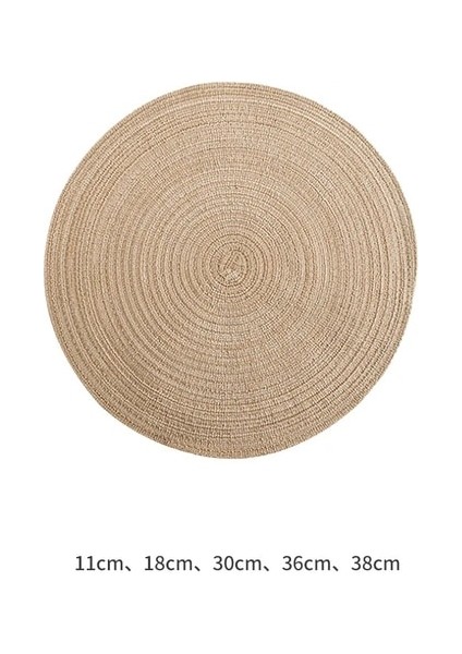 Kahverengi Bir 18 cm 1 Adet Masa Placemats Yuvarlak Rami Yalıtım Pedi Keten Kaymaz Masa Paspasları Coaster Yemek Masası Mat Ev Dekorasyon Pedi (Yurt Dışından)