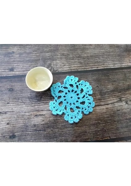 Açık Mavi Yuvarlak 10 cm 10 cm Yuvarlak Modern Renkli Kar Tanesi Pamuk Placemat El Yapımı Tığ Işi Masa Mat Kumaş Çay Bardağı Kahve Kupa Bardak Altlığı Düğün Bardak Altlığı Peçete (Yurt Dışından)