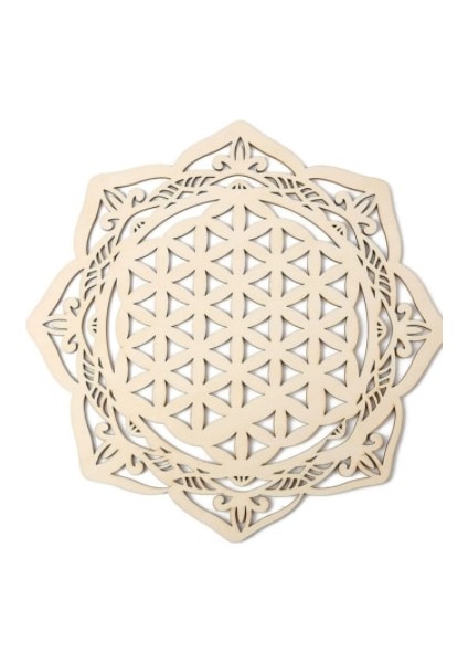 WD0112 20CM 1 Adet Çakra Hayat Çiçeği Doğal Sembol 18 Çeşit Ahşap Yuvarlak Kenar Daire Oyma Coaster Taş Kristal Seti Dıy Dekor (Yurt Dışından)