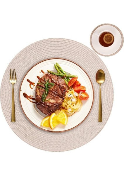 Begie 6xplacemat 6xcoaster 6'lı Yuvarlak Örgülü Servis Altlığı Seti 34CM Yemek Masaları Için Masa Paspasları Noel Cadılar Bayramı Dokuma Yıkanabilir Kaymaz Servis Altlıkları (Yurt Dışından)