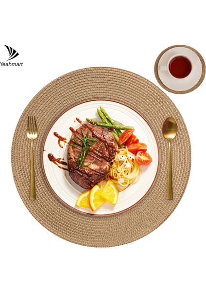 Begie 6xplacemat 6xcoaster 6'lı Yuvarlak Örgülü Servis Altlığı Seti 34CM Yemek Masaları Için Masa Paspasları Noel Cadılar Bayramı Dokuma Yıkanabilir Kaymaz Servis Altlıkları (Yurt Dışından)