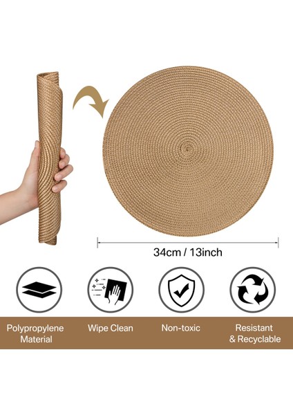 Begie 6xplacemat 6xcoaster 6'lı Yuvarlak Örgülü Servis Altlığı Seti 34CM Yemek Masaları Için Masa Paspasları Noel Cadılar Bayramı Dokuma Yıkanabilir Kaymaz Servis Altlıkları (Yurt Dışından)