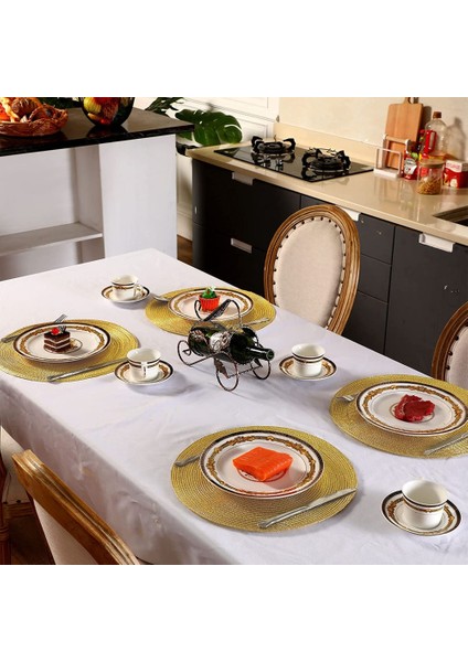 Begie 6xplacemat 6xcoaster 6'lı Yuvarlak Örgülü Servis Altlığı Seti 34CM Yemek Masaları Için Masa Paspasları Noel Cadılar Bayramı Dokuma Yıkanabilir Kaymaz Servis Altlıkları (Yurt Dışından)