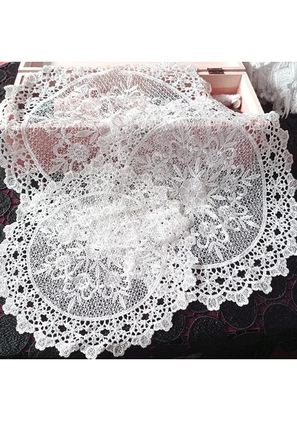 2CD-51207-02 30 cm Yuvarlak Hollow Dantel Coaster Plaka Kase Peçete Yalıtım Pedi Nakış Çiçek Placemat Kupa Yemek Sehpa Fincan Mat Ev Dekor (Yurt Dışından)