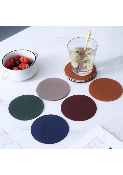 Altın Yuvarlak M 6 Adet Suni Deri Bardak Su Geçirmez Isıya Dayanıklı Yuvarlak Bardak Altlığı Bardak Mat Sofra Yalıtım Mat Kase Placemat Ev Dekor (Yurt Dışından)