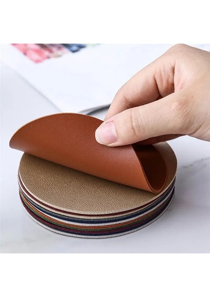 Altın Yuvarlak M 6 Adet Suni Deri Bardak Su Geçirmez Isıya Dayanıklı Yuvarlak Bardak Altlığı Bardak Mat Sofra Yalıtım Mat Kase Placemat Ev Dekor (Yurt Dışından)