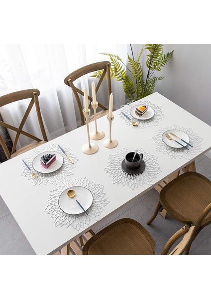 Altın 38 cm 1 Adet Pvc Içi Boş Yalıtım Coaster Pedleri Masa Kase Mat Ev Yılbaşı Dekoru Isıya Dayanıklı Çiçek Şekli Placemat Yemek Masası (Yurt Dışından)
