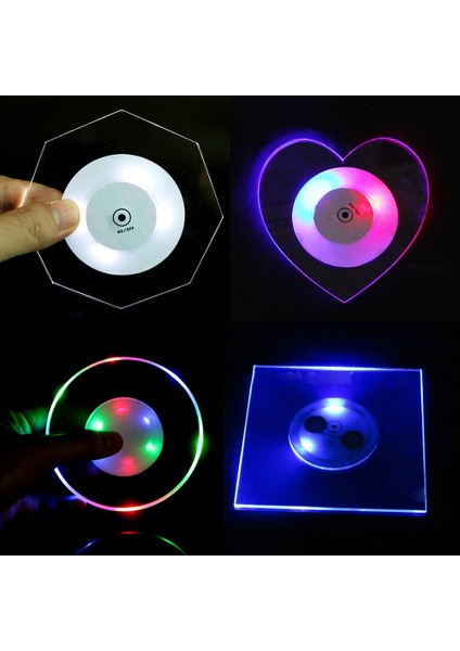 Daire Renkli 10 cm LED Coaster Bardak Tutucu Kupa Standı Işık Bar Mat Masa Placemat Parti Içecek Cam Yaratıcı Ped Yuvarlak Ev Dekor Mutfak 7 Renk (Yurt Dışından)