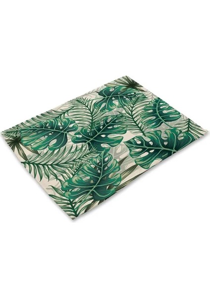 2CD-MP0026-8 1 Adet Tropikal Bitki Monstera Desen Placemat Coaster Yemek Masası Paspaslar Pamuk Keten Ped Kase Fincan Mat 42*32 cm Ev Dekor MP0013 (Yurt Dışından)
