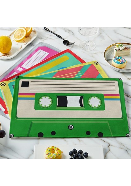 11 42X32 cm Müzik Bandı Placemat Dikdörtgen Dayanıklı Kanvas Yıkanabilir Yemek Masası Mat Kaymaz Mutfak Tabak Mat Kase Coaster Dekor (Yurt Dışından) fiyatları
