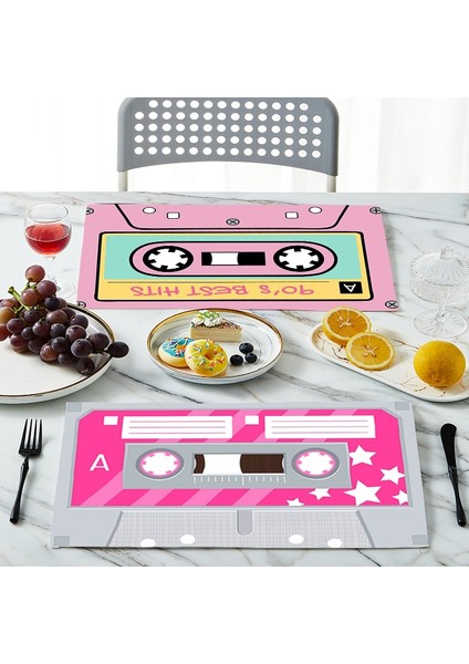 11 42X32 cm Müzik Bandı Placemat Dikdörtgen Dayanıklı Kanvas Yıkanabilir Yemek Masası Mat Kaymaz Mutfak Tabak Mat Kase Coaster Dekor (Yurt Dışından) modelleri
