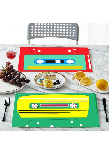 11 42X32 cm Müzik Bandı Placemat Dikdörtgen Dayanıklı Kanvas Yıkanabilir Yemek Masası Mat Kaymaz Mutfak Tabak Mat Kase Coaster Dekor (Yurt Dışından) fırsatları