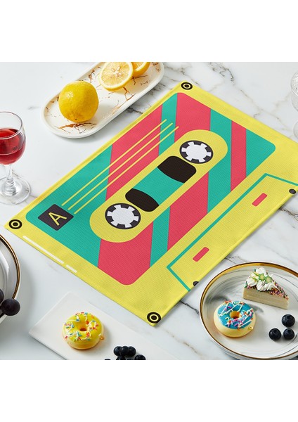 11 42X32 cm Müzik Bandı Placemat Dikdörtgen Dayanıklı Kanvas Yıkanabilir Yemek Masası Mat Kaymaz Mutfak Tabak Mat Kase Coaster Dekor (Yurt Dışından) indirimleri
