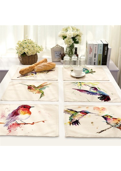 R 1 Adet Kuş Şube Desen Placemat Bardak Yemek Masası Mat Pamuk Keten Kase Fincan Paspaslar Mutfak Pedleri 42*32 cm Ev Dekor MA0027 (Yurt Dışından) modelleri