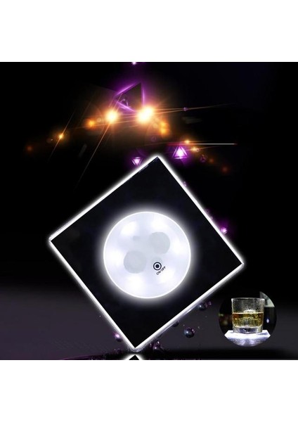 Kare Beyaz Işık LED Coaster Akrilik Bar Kokteyl Flaş Tabanı LED Paspaslar Kristal Ultra-Ince LED Işık Coaster Bar Masa Dekorasyon Aksesuarları (Yurt Dışından)