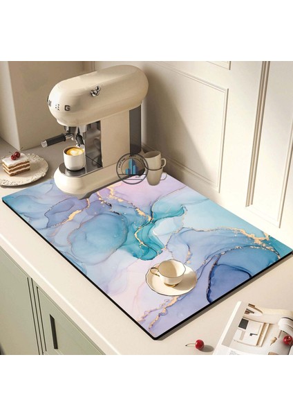 C Dikdörtgen 40X50 cm Emici Kahve Tabağı Çabuk Kuruyan Mutfak Emici Drenajlı Placemat Kurutma Mat Masa Banyo Mutfak Drenaj Pedleri (Yurt Dışından)