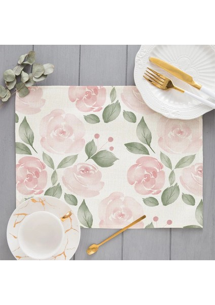 H118564 42X32CM Çiçek Desenli Placemat Mutfak Dekor Pamuk Keten Boho Çiçek Yemek Masası Paspaslar Coaster Pad Kase Kahve Fincanı Mat 42X32CM (Yurt Dışından) indirimleri