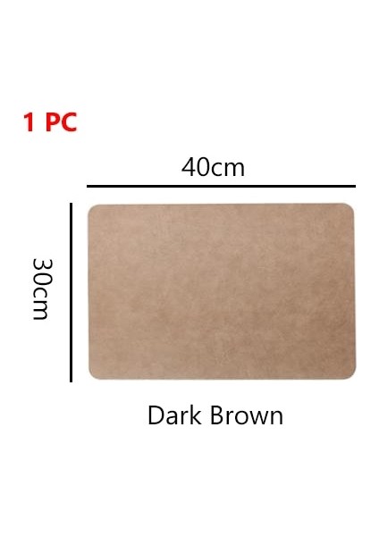 A-1pc 40X30 cm 1/2/4 Adet Deri Placemat Su Geçirmez Kahve Kahverengi Pvc Masa Mat Yağ Geçirmez Isı Yalıtım Yemekleri Sofra Batı Yemek Matı (Yurt Dışından)