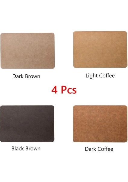 A-1pc 40X30 cm 1/2/4 Adet Deri Placemat Su Geçirmez Kahve Kahverengi Pvc Masa Mat Yağ Geçirmez Isı Yalıtım Yemekleri Sofra Batı Yemek Matı (Yurt Dışından)