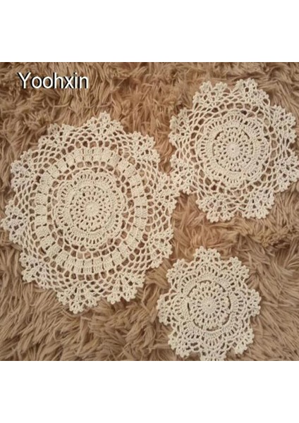 Beyaz Yuvarlak 15 cm Modern Pamuk Placemat Bardak Altlığı Kupa Mutfak Noel Yemeği Masa Yer Mat Kumaş Dantel Tığ Işi Çay Kahve Bardak Altlığı Peçete Içecek Pedi (Yurt Dışından)