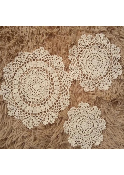 Beyaz Yuvarlak 15 cm Modern Pamuk Placemat Bardak Altlığı Kupa Mutfak Noel Yemeği Masa Yer Mat Kumaş Dantel Tığ Işi Çay Kahve Bardak Altlığı Peçete Içecek Pedi (Yurt Dışından)
