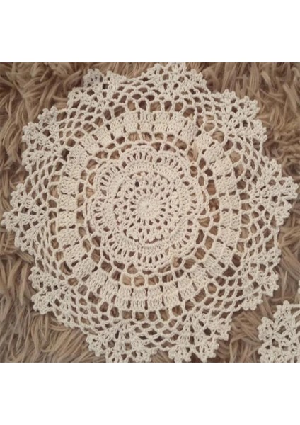 Beyaz Yuvarlak 15 cm Modern Pamuk Placemat Bardak Altlığı Kupa Mutfak Noel Yemeği Masa Yer Mat Kumaş Dantel Tığ Işi Çay Kahve Bardak Altlığı Peçete Içecek Pedi (Yurt Dışından)