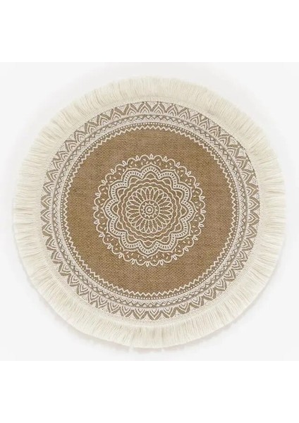 G Yuvarlak 38CM Boho Yuvarlak Servis Altlığı 15 Inç, Çiftlik Evi Dokuma Jüt Saçak Masa Paspasları Ponponlu Püskül Yer Mat Yemek Odası Için Ins Masa Dekorları (Yurt Dışından)