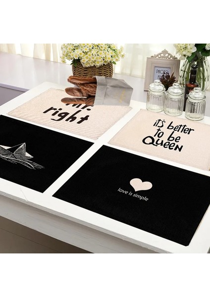 154 42X32 cm Siyah ve Beyaz Baskı Placemats Kalp Harfler Masa Mat Içecek Bardak Ev Aksesuarları Mutfak Yer Paspasları Bar Mat Pad (Yurt Dışından) fiyatları