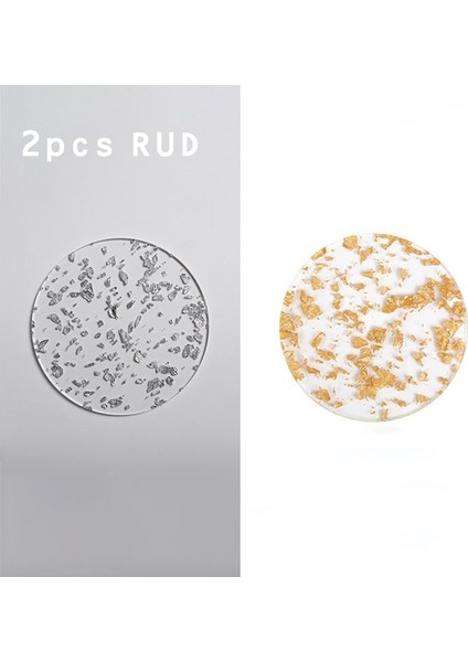 2 Adet Rud 11 cm Lüks Akrilik Masa Mat Altın ve Gümüş Folyo Akrilik Altın Folyo Bardak Kaymaz Ins Coaster Bardak Tutucu Bardak Kahve (Yurt Dışından)