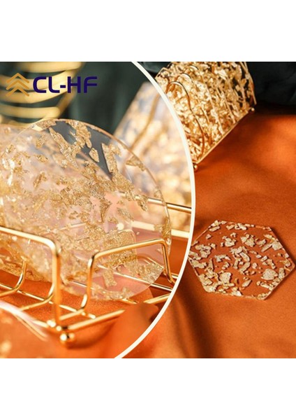 2 Adet Rud 11 cm Lüks Akrilik Masa Mat Altın ve Gümüş Folyo Akrilik Altın Folyo Bardak Kaymaz Ins Coaster Bardak Tutucu Bardak Kahve (Yurt Dışından) fiyatları