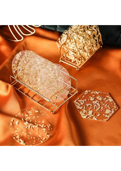 2 Adet Rud 11 cm Lüks Akrilik Masa Mat Altın ve Gümüş Folyo Akrilik Altın Folyo Bardak Kaymaz Ins Coaster Bardak Tutucu Bardak Kahve (Yurt Dışından) fırsatları