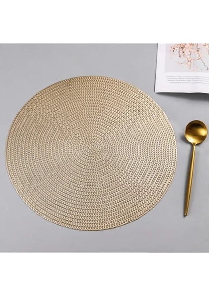 Altın Yuvarlak 38 cm 38 cm Yuvarlak Pvc Placemat Mutfak Yemek Masası Paspaslar Biftek Pedi Anti-Haşlanma Yalıtım Pedleri Ins Nordic Otel Restoran Ev Dekor (Yurt Dışından)