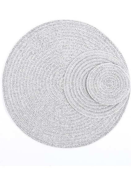 Siliver 6 Adet 11 cm 6 Adet/takım Keten Placemats Akşam Yemeği Masa Pedi Masa Coaster Mat Kahvaltı Boho Placemat Yuvarlak Masa Placemat Saman Isı Placemat (Yurt Dışından)