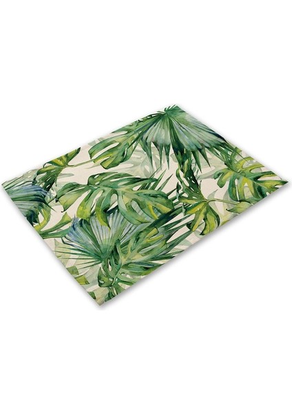 LM3617 32X42CM-KETEN 32X42CM Yeşil Tropikal Yapraklar Mutfak Mat Altın Baskı Bitki Yemek Masası Mat Coaster Pad Kase Fincan Isı Yalıtım Placemat (Yurt Dışından)