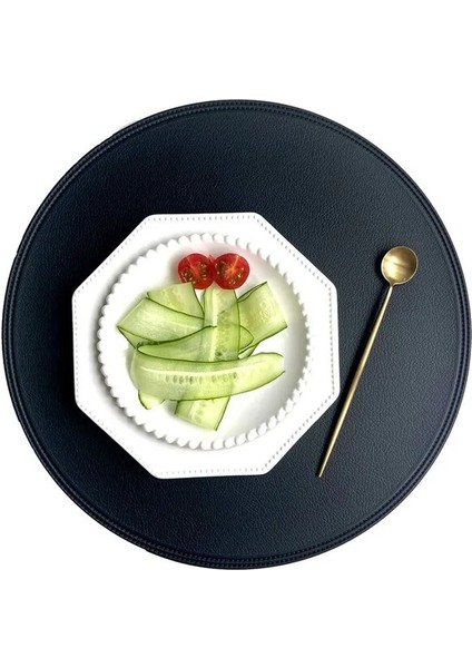 Siyah L 38CM Pu Deri Yağa Dayanıklı Kaymaz Mutfak Placemat Aksesuarları Coaster Sofra Pad Kupa Yemek Masası Mat Peçete Ev 51107 (Yurt Dışından)