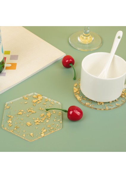 2 Adet Rud 11 cm Lüks Akrilik Masa Mat Altın ve Gümüş Folyo Akrilik Altın Folyo Bardak Kaymaz Ins Coaster Bardak Tutucu Bardak Kahve (Yurt Dışından) indirimleri