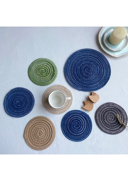 Yeşil 18 cm Masa Paspasları Ev Dekorasyon Pedi Masa Mat Yalıtım Pedi Placemats Keten Kaymaz Coaster Masa Placemats Mutfak Aksesuarları (Yurt Dışından)