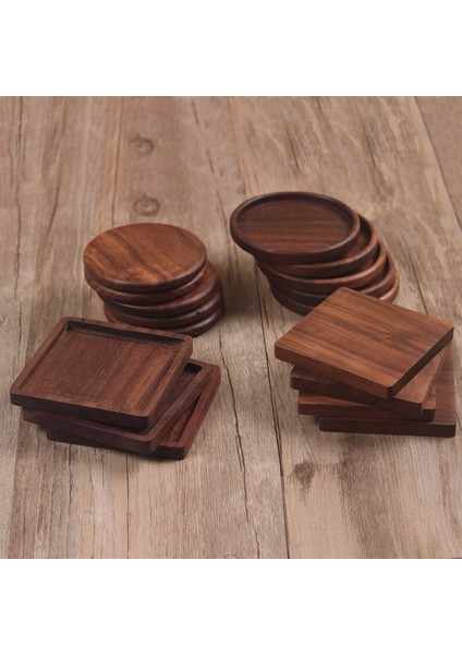 Kare Kalınlaştırmak 1 Adet Çay Kahve Fincan Altlığı Placemats Dekor Ceviz Ahşap Bardak Dayanıklı Isıya Dayanıklı Kare Yuvarlak Içecek Mat 1 Adet Kase Çaydanlık (Yurt Dışından)